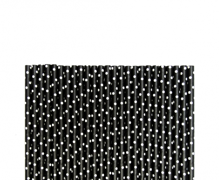 PAJITA DE PAPEL 25P (20CM) MOTA BLANCO/NEGRO