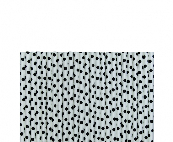 PAJITA DE PAPEL 25P (20CM) MOTA NEGRO/BLANCO