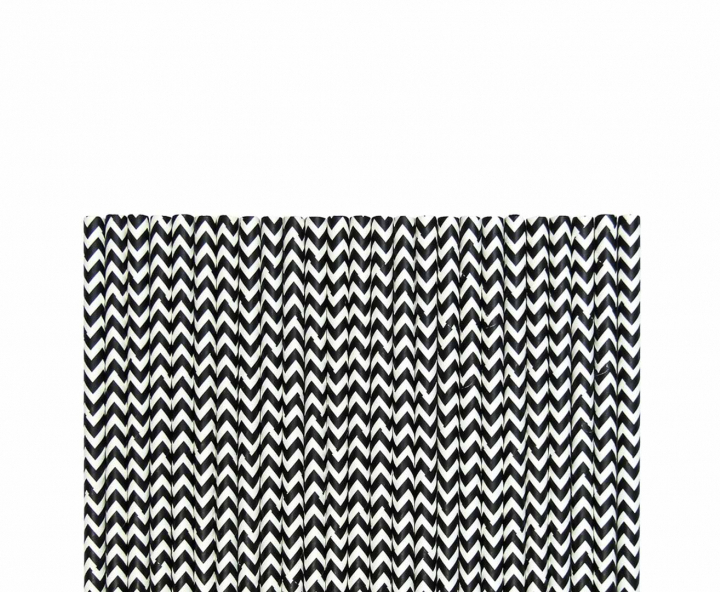 PAJITA DE PAPEL 25P (20CM) ZIGZAG BLANCO/NEGRO