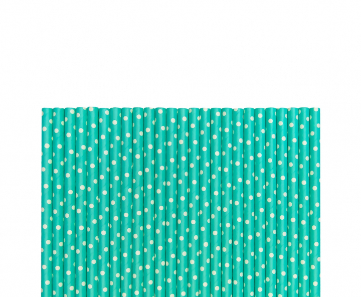 PAJITA DE PAPEL 25P (20CM) MOTA BLANCO/TIFFANY