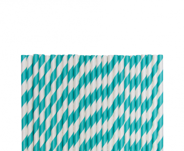 PAJITA DE PAPEL 25P (20CM) RAYA BLANCO/TIFFANY