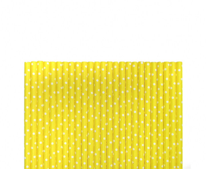 PAJITA DE PAPEL 25P (20CM) MOTA BLANCO/AMARILLO
