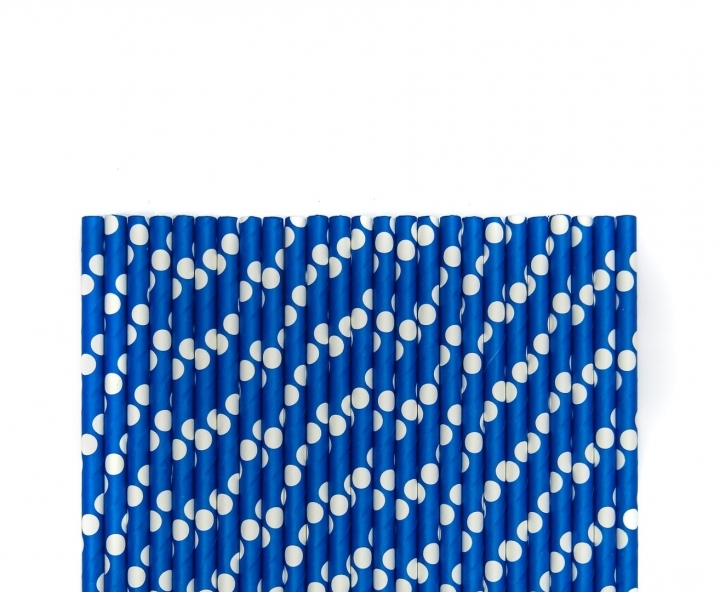 PAJITA DE PAPEL 25P (20CM) MOTA AZUL/BLANCO