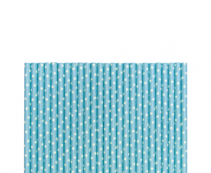 PAJITA DE PAPEL 25P (20CM) MOTA BLANCO/CELESTE