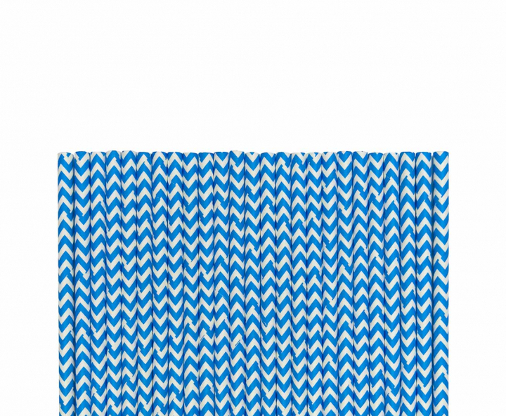 PAJITA DE PAPEL 25P (20CM) ZIGZAG AZUL/BLANCO