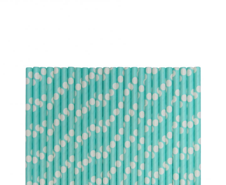 PAJITA DE PAPEL 25P (20CM) MOTA BLANCO/TIFFANY