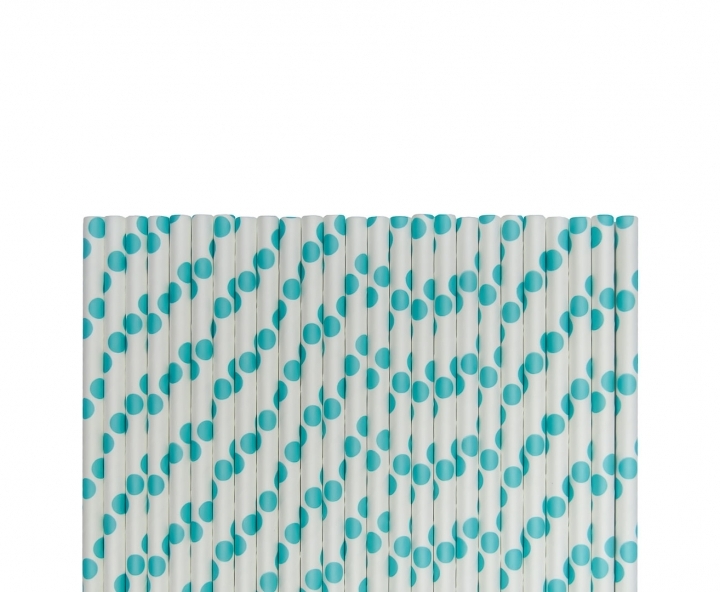 PAJITA DE PAPEL 25P (20CM) MOTA TIFFANY/BLANCO