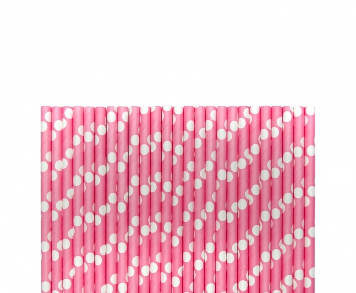 PAJITA DE PAPEL 25P (20CM) MOTA BLANCO/ROSADO