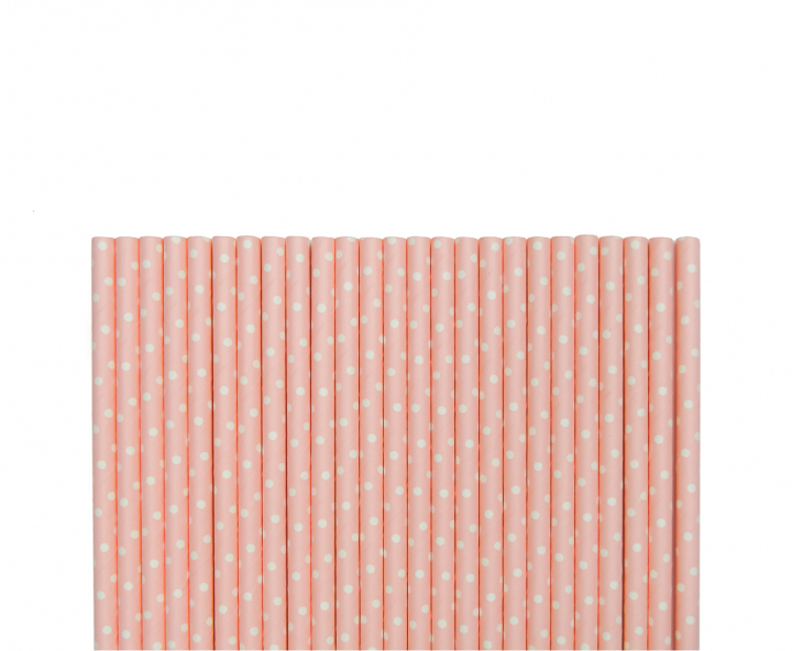 PAJITA DE PAPEL 25P (20CM) MOTA BLANCO/ROSADO CLARO