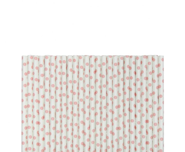 PAJITA DE PAPEL 25P (20CM) MOTA ROSADO/BLANCO
