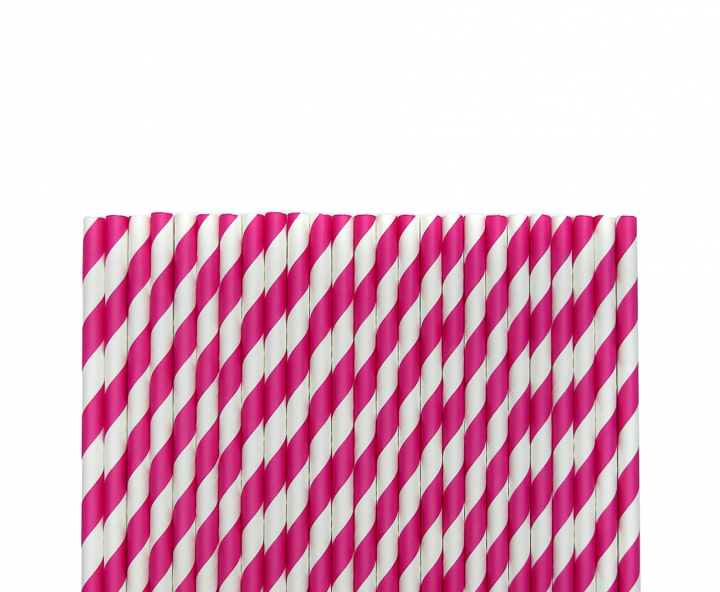 PAJITA DE PAPEL 25P (20CM) RAYA BLANCO/ROSADO
