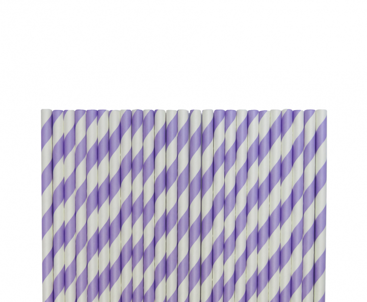 PAJITA DE PAPEL 25P (20CM) RAYA BLANCO/PURPURA