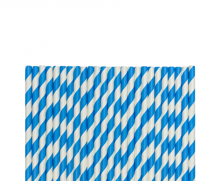PAJITA DE PAPEL 25P (20CM) RAYA AZUL/BLANCO