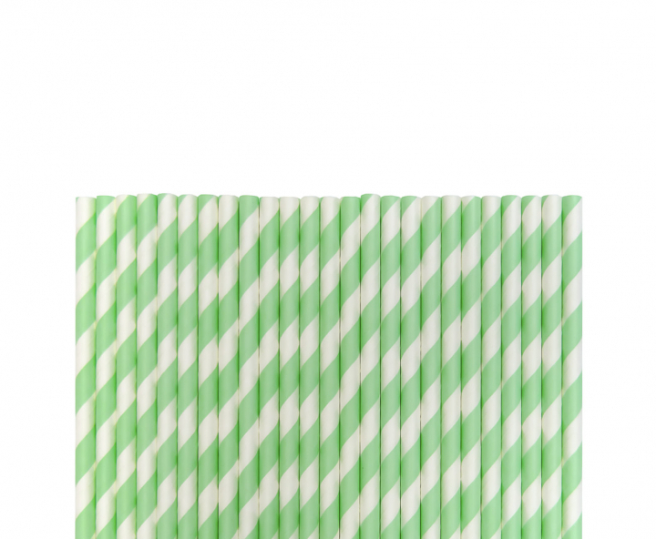 PAJITA DE PAPEL 25P (20CM) RAYA BLANCO/VERDE