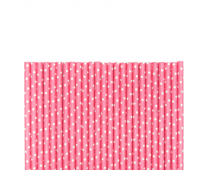 PAJITA DE PAPEL 25P (20CM) MOTA BLANCO/ROSADO