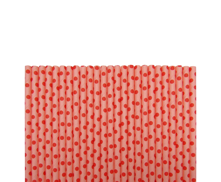 PAJITA DE PAPEL 25P (20CM) MOTA ROJO/ROSADO