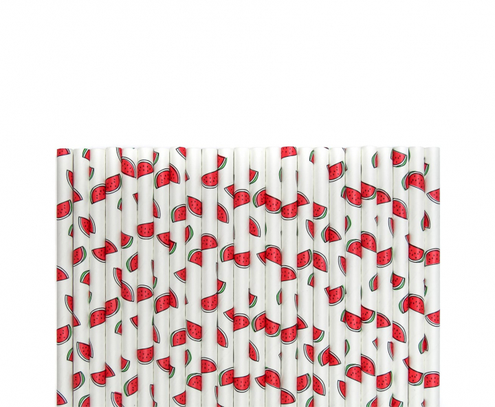 PAJITA DE PAPEL 25P (20CM) SANDIA