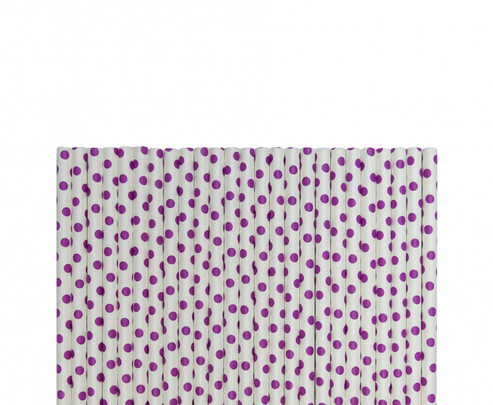PAJITA DE PAPEL 25P (20CM) MOTA PURPURA/BLANCO