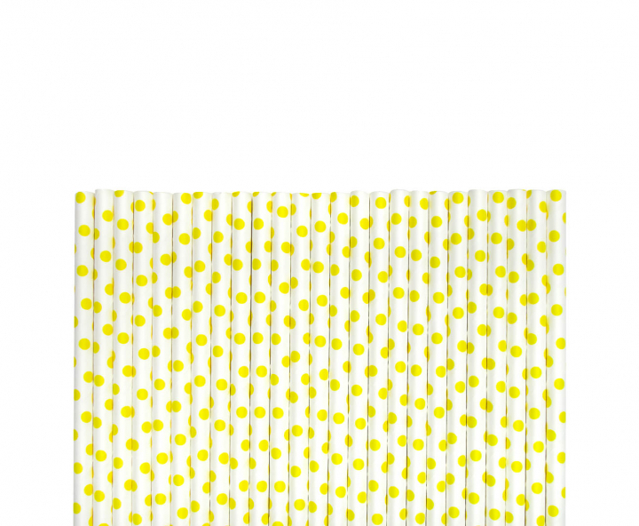 PAJITA DE PAPEL 25P (20CM) MOTA AMARILLO/BLANCO