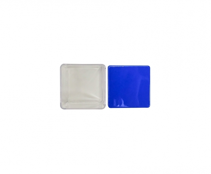 CAJITA PLASTICO CUBO 10P (5X4.5CM) TRANSP./AZUL