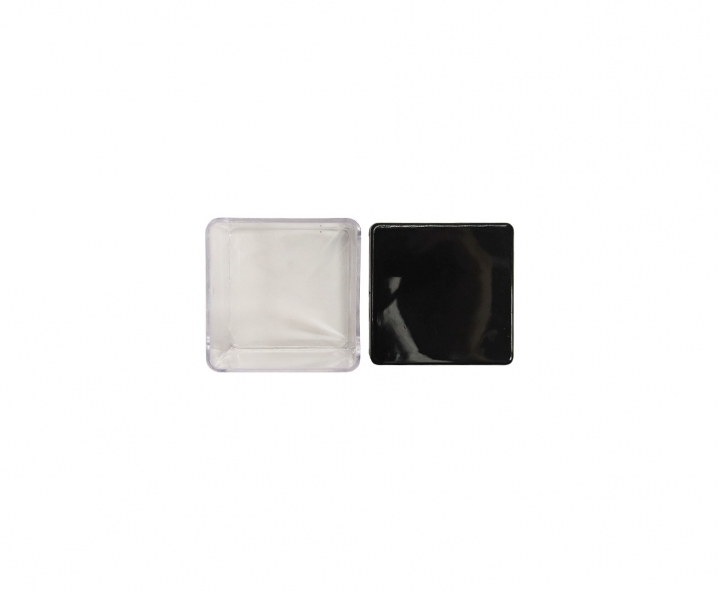 CAJITA PLASTICO CUBO 10P (5X4.5CM) TRANSP./NEGRO