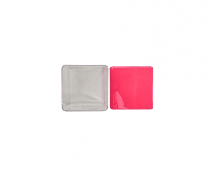 CAJITA PLASTICO CUBO 10P (5X4.5CM) TRANSP./FUCSIA