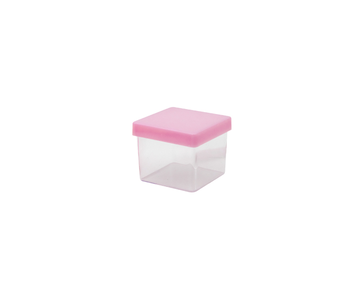 CAJITA PLASTICO CUBO 10P (5X4.5CM) TRANSP./ROSADO