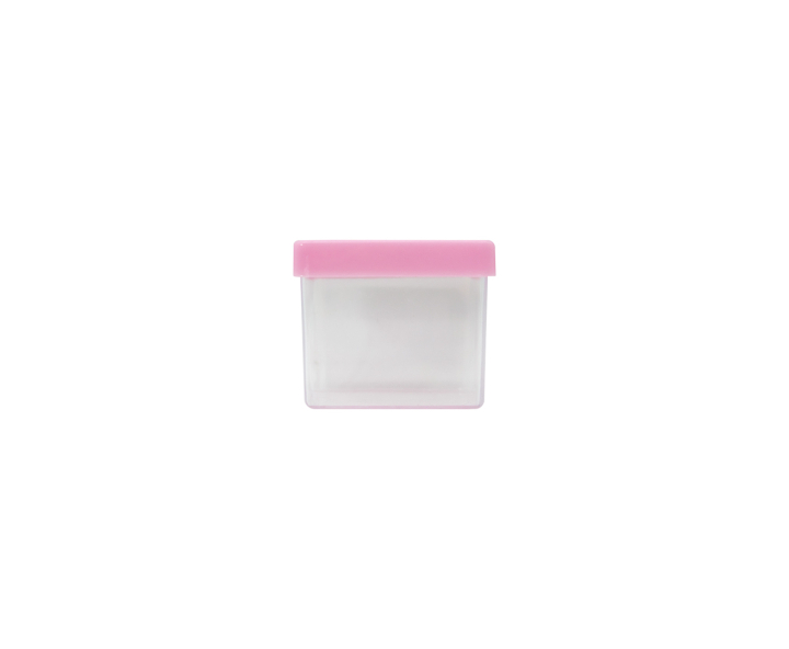 CAJITA PLASTICO CUBO 10P (5X4.5CM) TRANSP./ROSADO