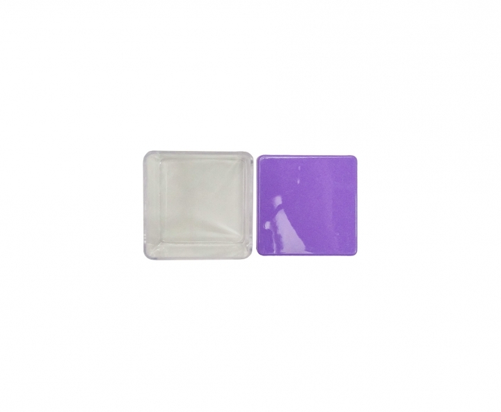 CAJITA PLASTICO CUBO 10P (5X4.5CM) TRANSP./PURPURA