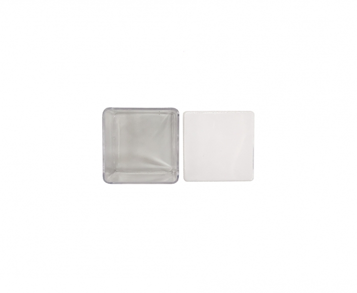 CAJITA PLASTICO CUBO 10P (5X4.5CM) TRANSP./BLANCO