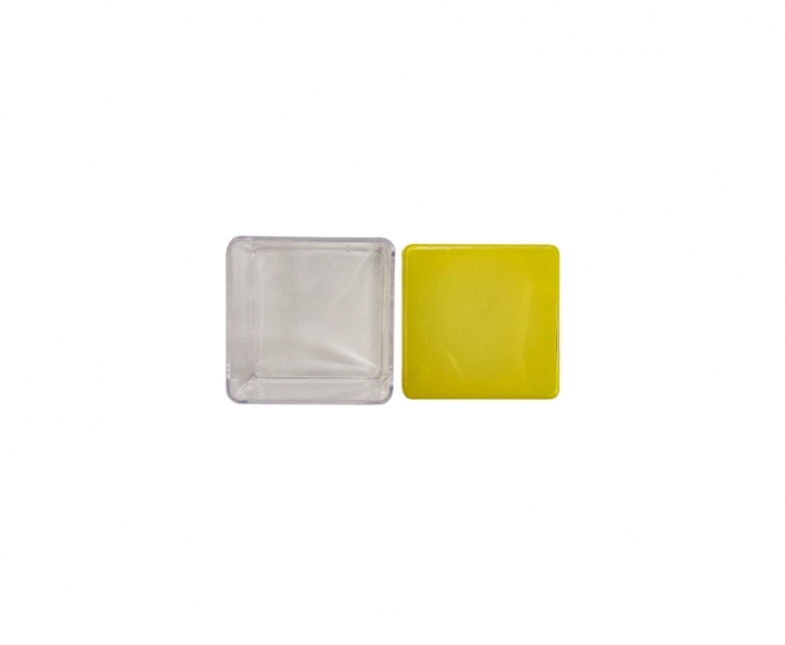 CAJITA PLASTICO CUBO 10P (5X4.5CM) TRANSP./AMARILLO
