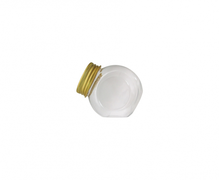 CARAMELERO PLASTICO 10P (5.5X6X4CM) TRANSP. C/ TAPA DORADO