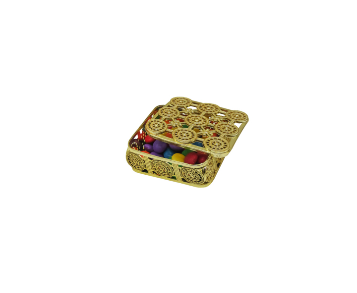 CARAMELERO CUADRADO 6P (8X8X3.5CM) DORADO