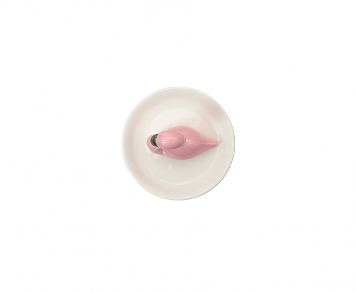 DECOR CERAMICO FLAMENCO SOBRE PLATO (11X8X11) ROSADO