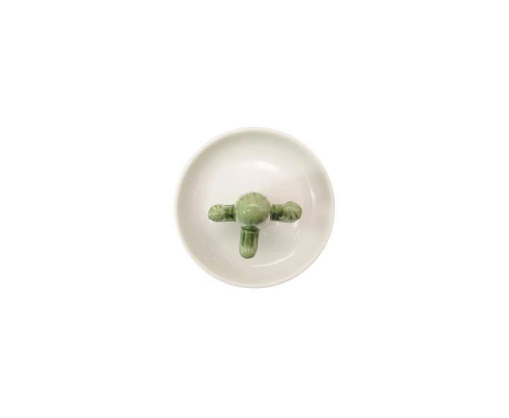 DECOR CERAMICO CACTUS SOBRE PLATO (11X8X11) VERDE