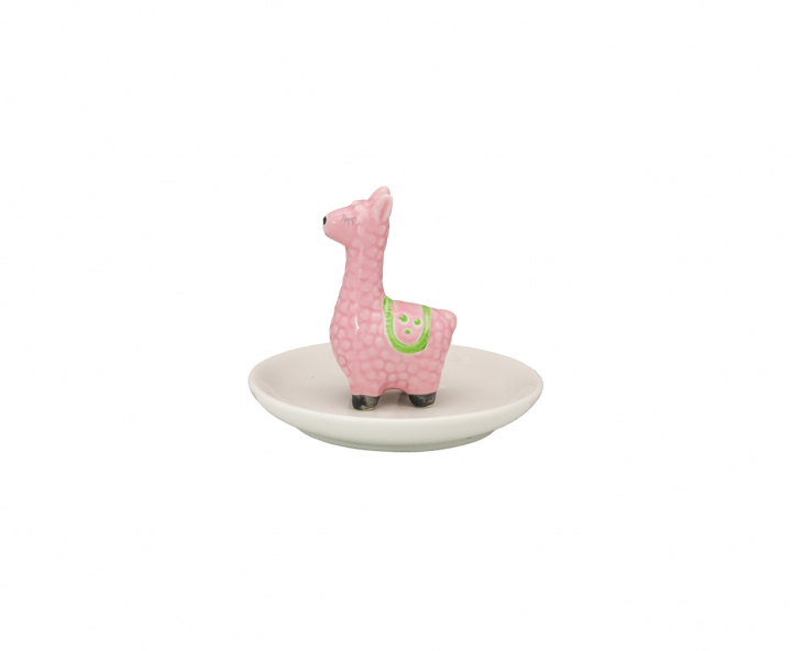 DECOR CERAMICO LLAMA SOBRE PLATO (11X9X11) ROSADO