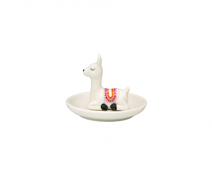 DECOR CERAMICO LLAMA SOBRE PLATO (11X8X11) BLANCO