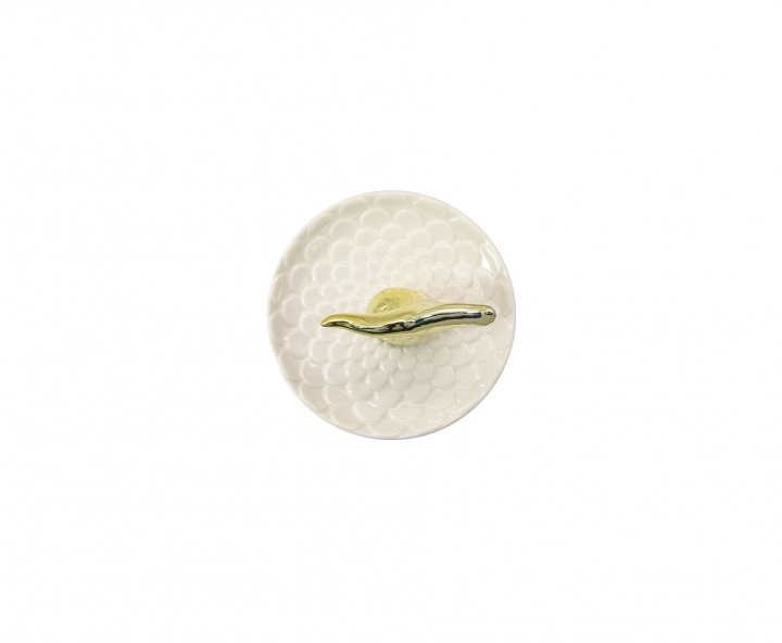 DECOR CERAMICO SIRENA SOBRE PLATO (11X8X11) DORADO
