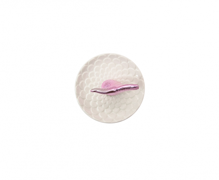 DECOR CERAMICO SIRENA SOBRE PLATO (11X8X11) ROSADO