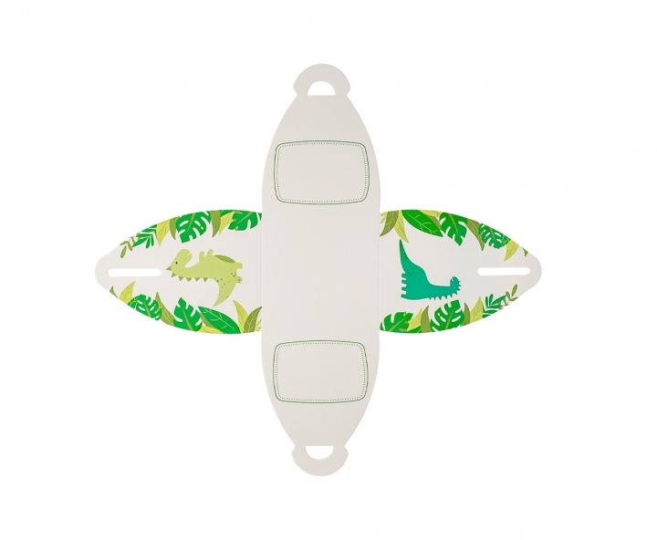 CAJITA PAPEL CURVO DINOSAURIO 10P (7X9X7) BLANCO/VERDE