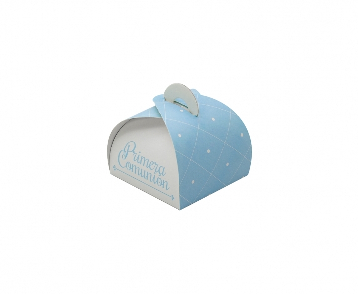 CAJITA PAPEL CURVO PRIMERA COMUNION 10P (7X9X7) CELESTE