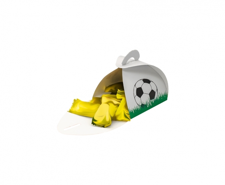 CAJITA PAPEL CURVO FUTBOL 10P (7X9X7) BLANCO/VERDE