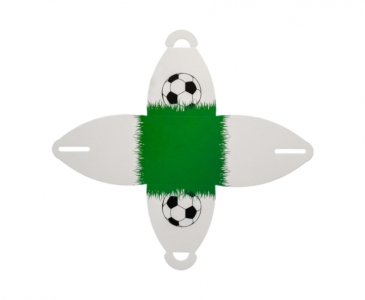 CAJITA PAPEL CURVO FUTBOL 10P (7X9X7) BLANCO/VERDE
