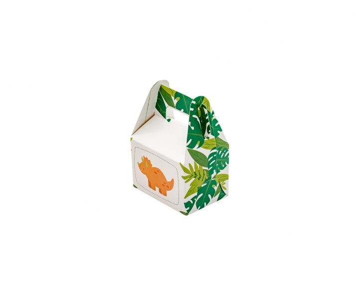 CAJA PAPEL RECTANGULO DINOSAURIO 10P (7X11X5) BLANCO/VERDE