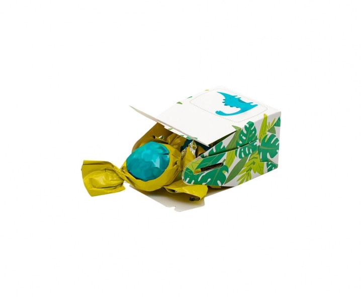 CAJA PAPEL RECTANGULO DINOSAURIO 10P (7X11X5) BLANCO/VERDE