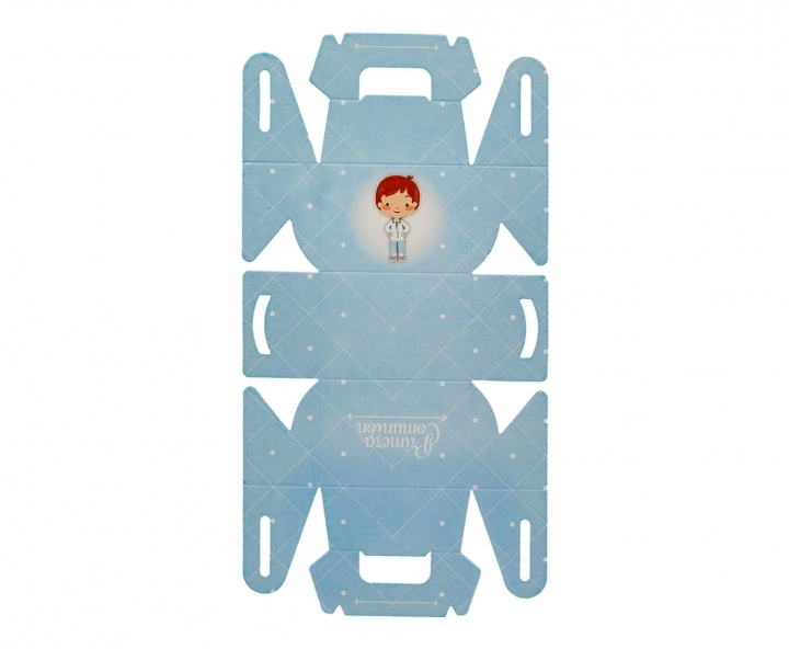 CAJA PAPEL RECTANGULO PRIMERA COMUNION 10P (7X11X5) CELESTE