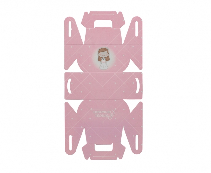 CAJITA PAPEL SOUVENIR PRIMERA COMUNION 10P (7X11X5) ROSADO