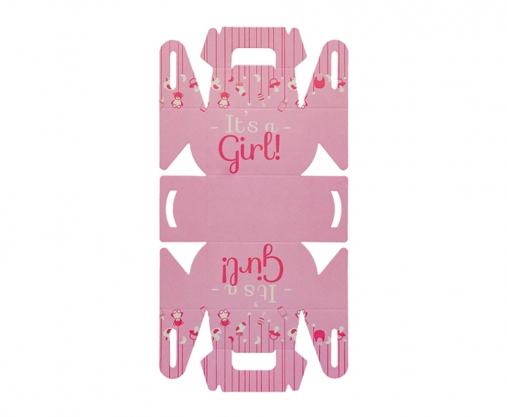 CAJA PAPEL RECTANGULO “IT’S A GIRL” 10P (7X11X5) ROSADO
