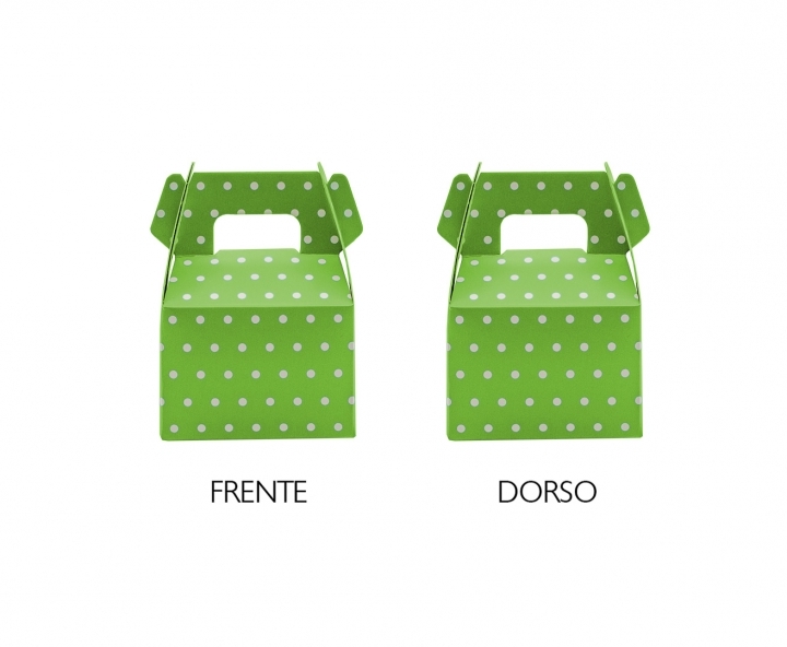 CAJITA PAPEL SOUVENIR 10P MOTAS VERDE LIMON