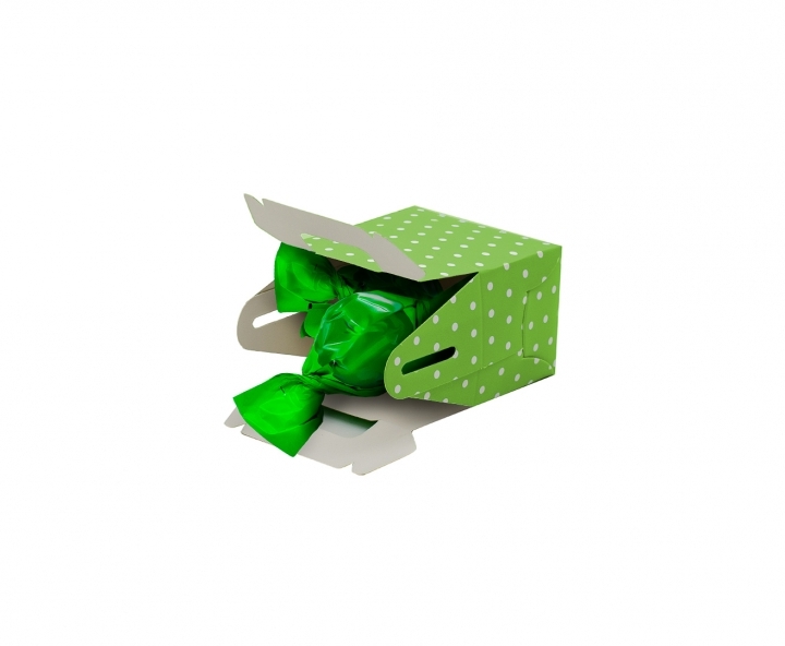CAJITA PAPEL SOUVENIR 10P MOTAS VERDE LIMON